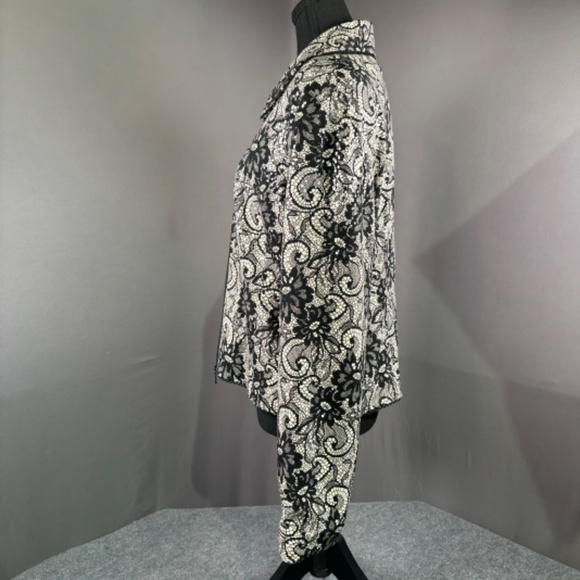 Joseph Ribkoff Blazer Women’s 16 Sequins Lace Pattern Floral Midi Floral Black - Picture 2 of 12